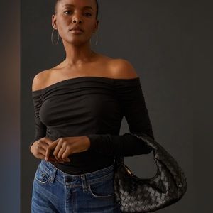 Maeve for Anthropologie Off-The-Shoulder Ruched Top L/S NWOT